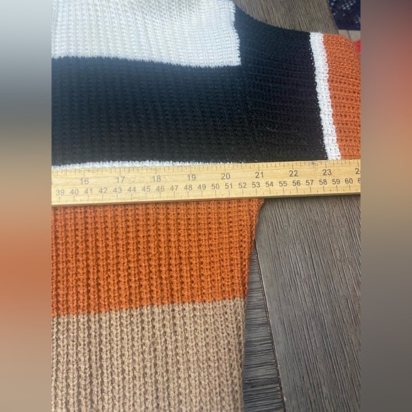 Striped Open Front Cardigan by KRISTIN NICOLE, Earth colors With Pockets L - Picture 5 of 8